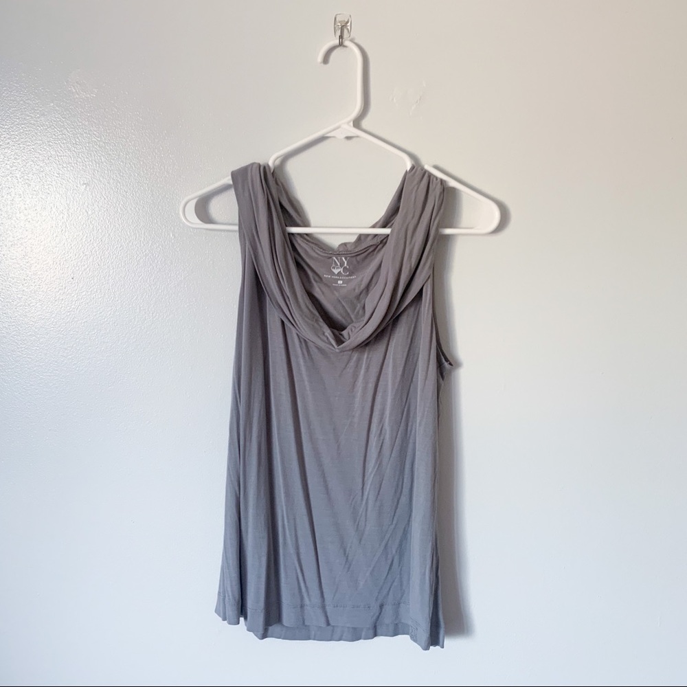 Gray Sleeveless Ruched Scoop Neck Top